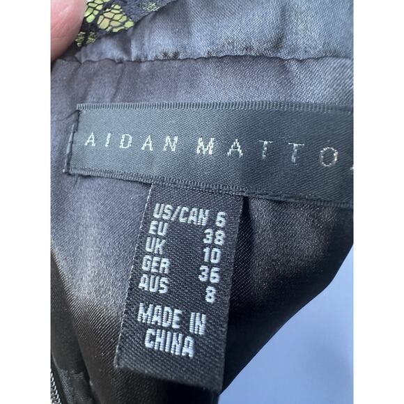 Aidan Mattox Black Illusion Neckline Lace & Silk Chiffon Gown Sz 6 Party Formal - Picture 10 of 16